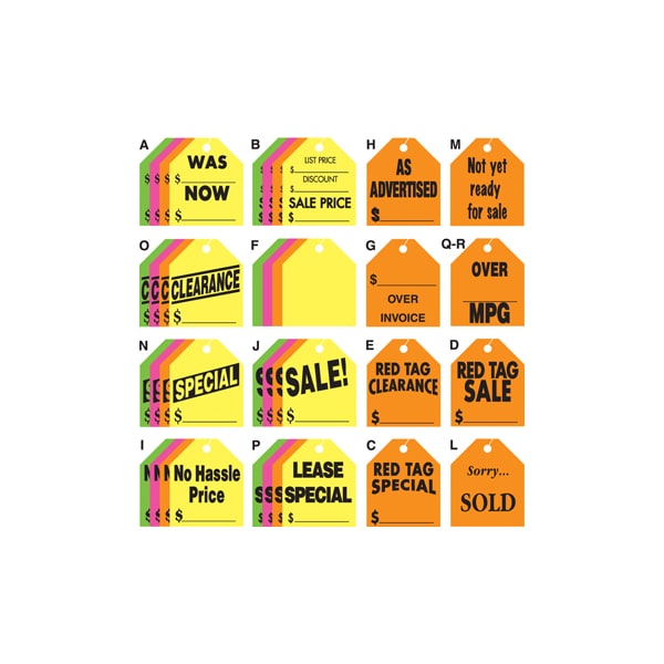Car Dealer Depot Large Rearview Mirror Hang Tags (50 Per Pack) Yellow, Style Pk, 203YENO 203
